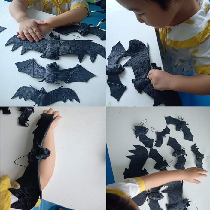 Zestaw dekoracyjnych gumowych nietoperzy 3D na Halloween, batmany x10