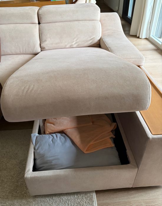 Sofá Chaise Longue com Assentos Deslizantes e Cabeceiras Reclináveis – Excelente Estado