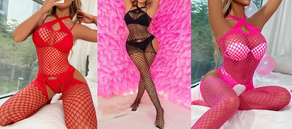 Еротичне боді бодистокинг сітка комбінезон з доступом 3 кольори