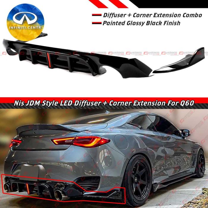 Диффузор заднего бампера и угловой расширитель INFINITI Q60 17-2022