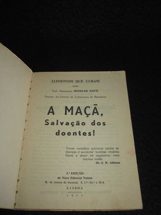 Livro A Maçã Salvação dos Doentes Nicolas Capo 1977