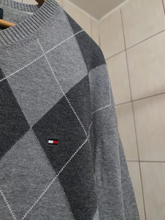 Sweter sweterek klasyczny Tommy Hilfiger denim XL siwy szary ciemny ja
