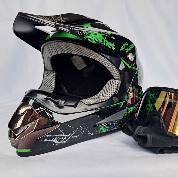 Kask motocrossowy fullface juniorski ATV Dirt Bike Black S 55-56cm