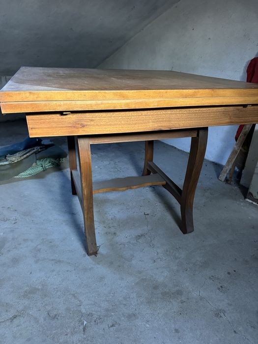 Mesa de sala de estar em madeira 96cm+40cmx2