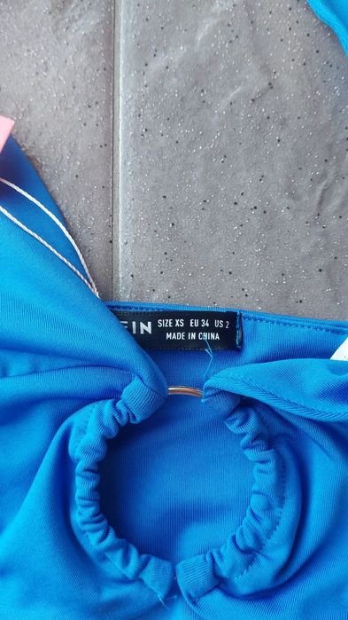 Crop top bluzka wiązana dekolt bez pleców XS 34 Nowa Shein