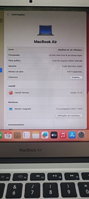 MacBook Air 13” 2017 | 8GB RAM | SSD 256GB | Bateria Nova 1 Ciclo