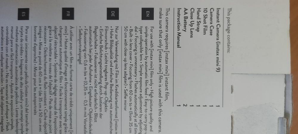 Instax Mini 9 câmera instantânea c/caixa origem