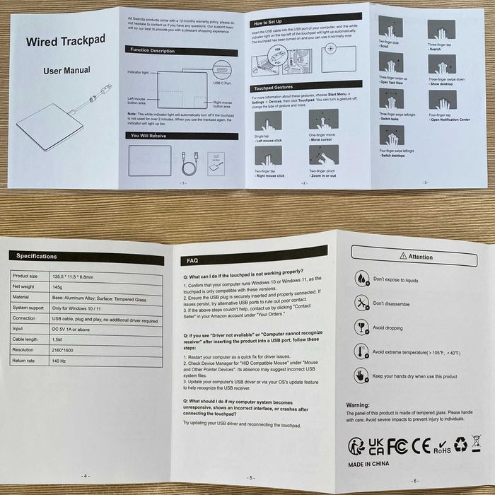 проводной тачпад трекпад jomaa белый