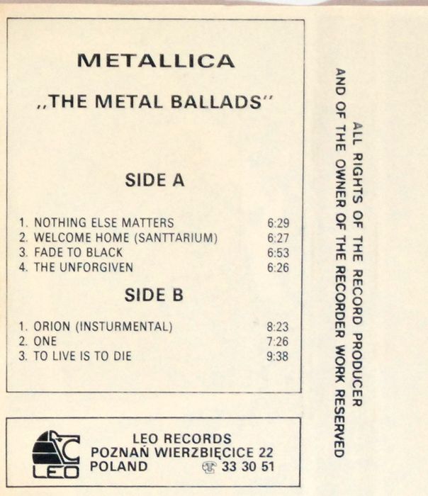 Metallica - The Metal Ballads (kaseta) BDB
