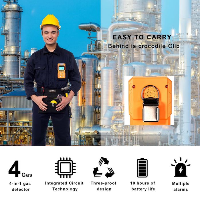 Detector de gás portátil 4 em 1 Scondaor, detector de vazamento de gás