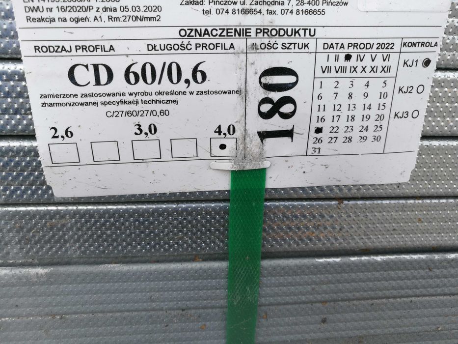 Profil sufitowy Karton- gips CD60 gr.0,6mm 4mb K-G