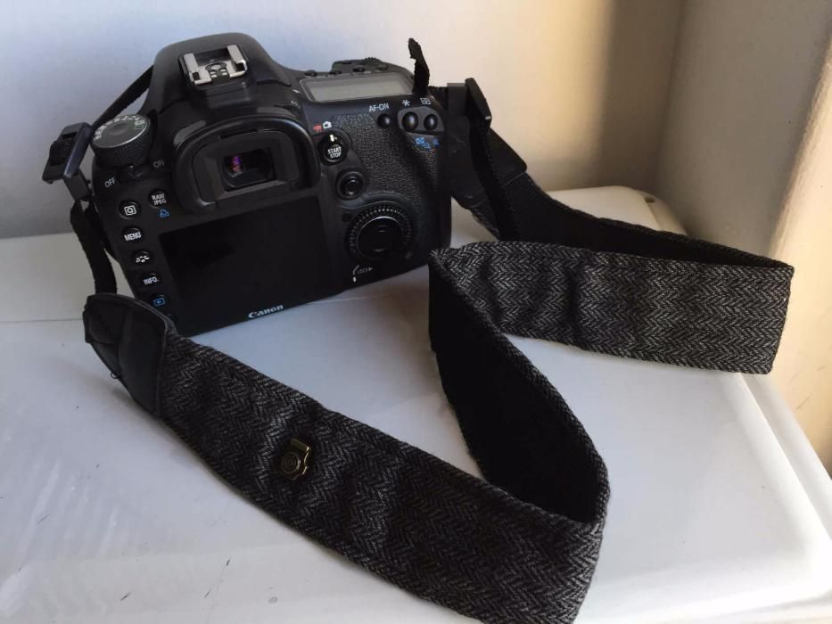 Fita Correia Tecido Preto p/ Máquina Fotográfica DSRL Canon Nikon Sony