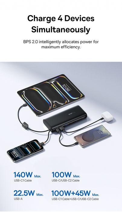 Повербанк 145W BASEUS 25000mAh EnerFill FC41 з 2 кабелями Power Bank