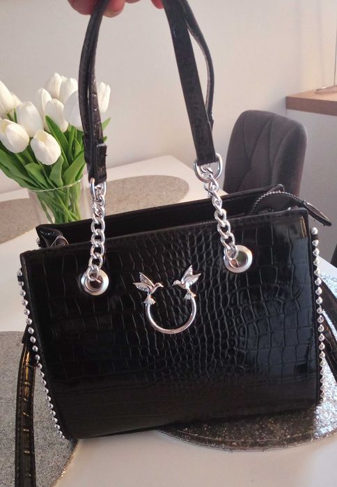 Torebka lakierowana ptaszki