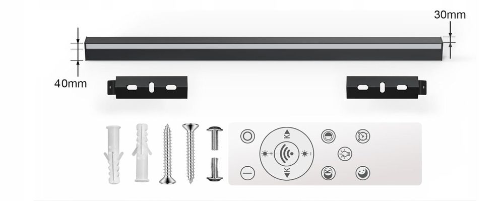 Lampa Ścienna Led Czarna Z Pilotem 36W  Narożna