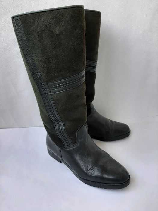 Bally сапоги ориг. замшевая кожа комб. с гладкой кожей овчиной chloe
