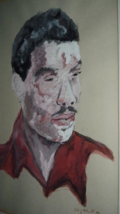 Martin Luther King  Quadro com pintura a óleo sobre papel - 1984