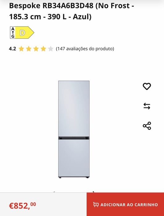 Frigorifico combinado Samsung  390L
