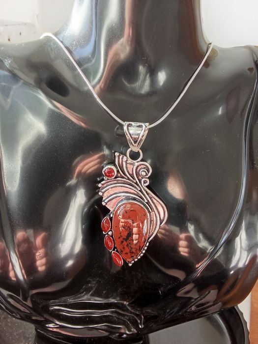 Pingente Artesanal em Prata com Obsidiana Mahogany — Feito à Mão,