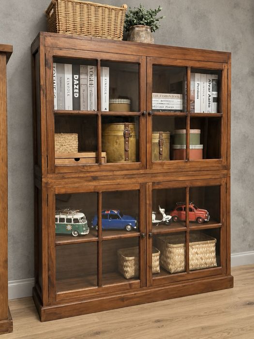 vitrine estante armario movel aparador acacia oriental rustico