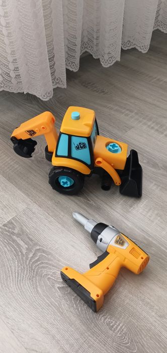 Koparka Koparko Ładowarka Moje Pierwsze JCB Odkręcane Śruby Wiertarka Wkrętarka Teamsterz