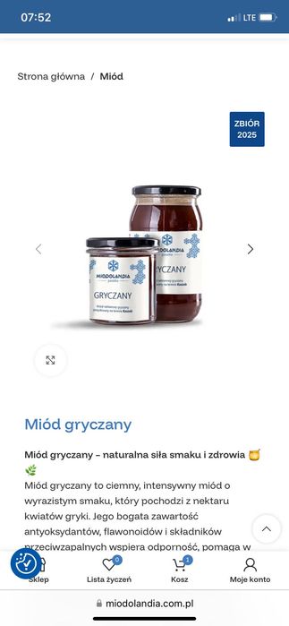 Miód gryczany Miodolandia 1050g