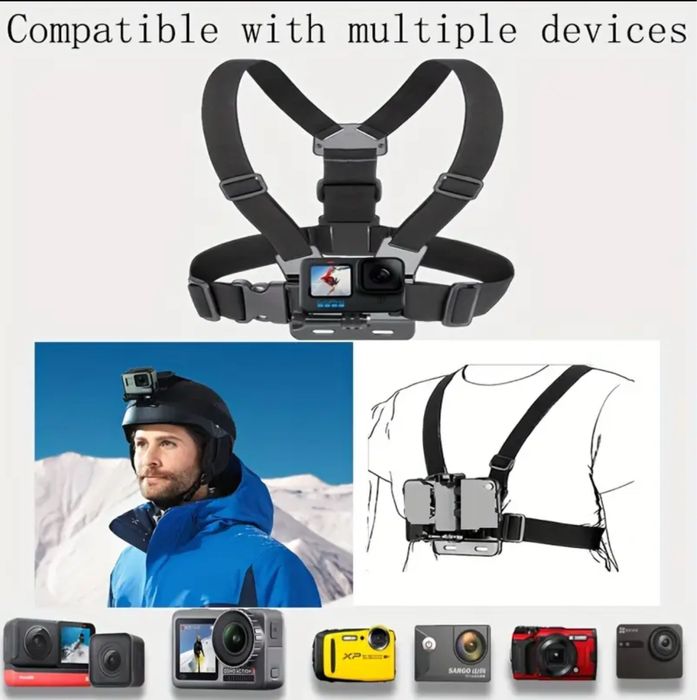 Кріплення на голову, груди та шлем для екшн-камер та телефонів, GoPro