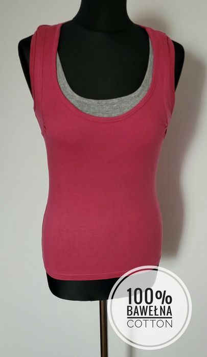 Nowa sportowa bluzka damska bokserka top ze sportowym stanikiem cotton