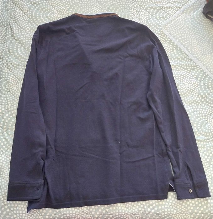 Polo manga comprida azul Massimo Dutti