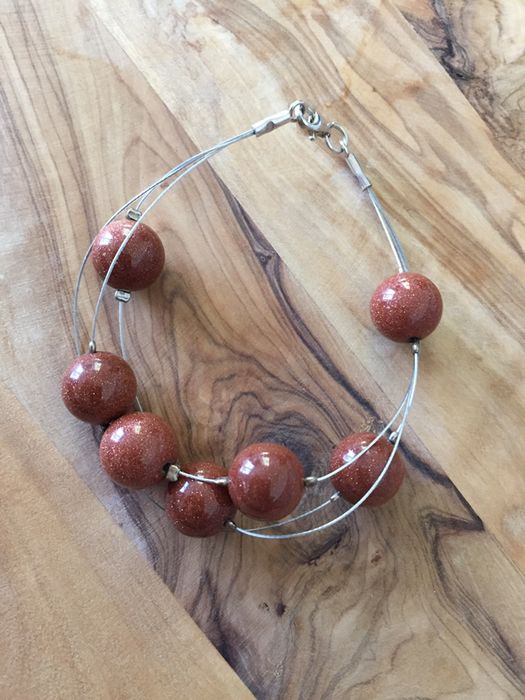 Bransoletka hand made dł.19cm. Naturalny kamien piasek pustyni .