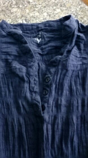 Camisa, azul, manga 3/4