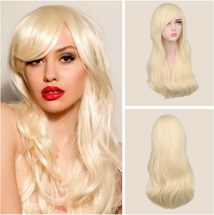 Peruka COSPLAY 70cm długie jasny blond włosy DŁUGA ANIME MANGA Q535