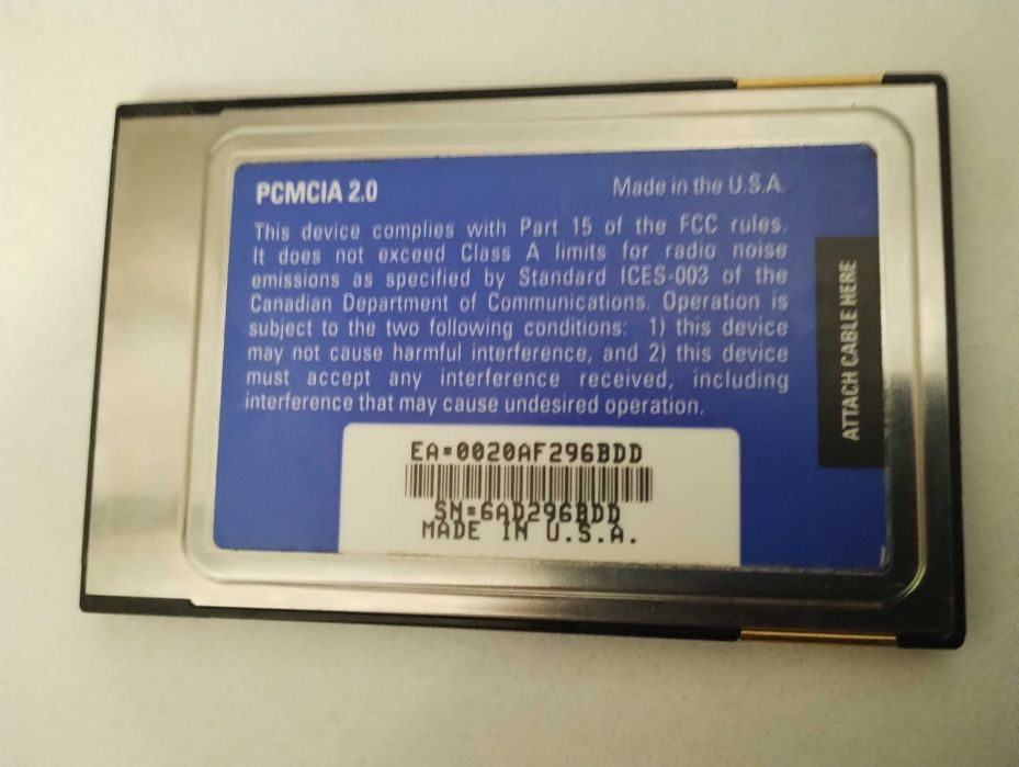 Karta PCIMCIA EtherLink 3 zabytek