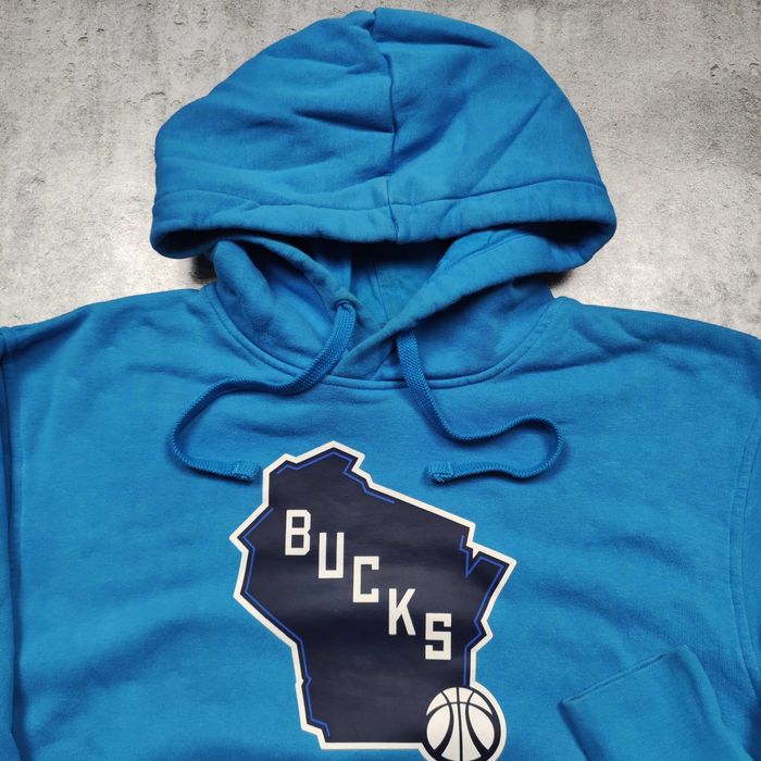 MĘSKA Bluza z Kapturem Bawełna PREMIUM Nike NBA Bucks Koszykówka Logo