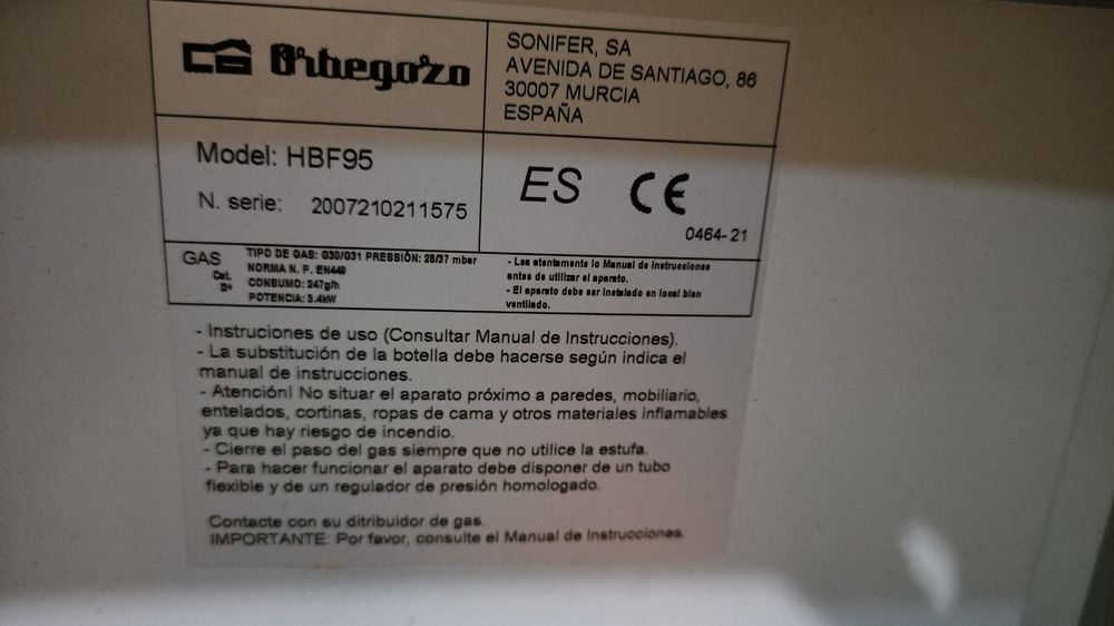 Газовий обігрівач Orbegozo HBF 95
