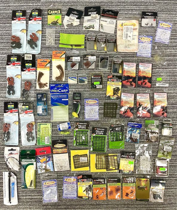 Duży zestaw akcesoriów wędkarskich do karpiówki feedera oraz splawika