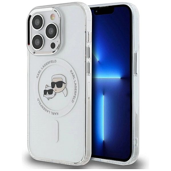 Etui Karl Lagerfeld IML Metal Karl & Choupette Head MagSafe na iPhone