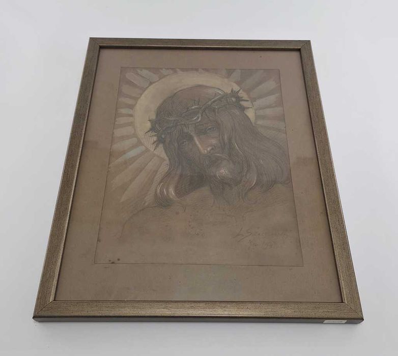 Obraz - Chrystus w koronie cierniowej - L. Szacsznajder 4/10.1947