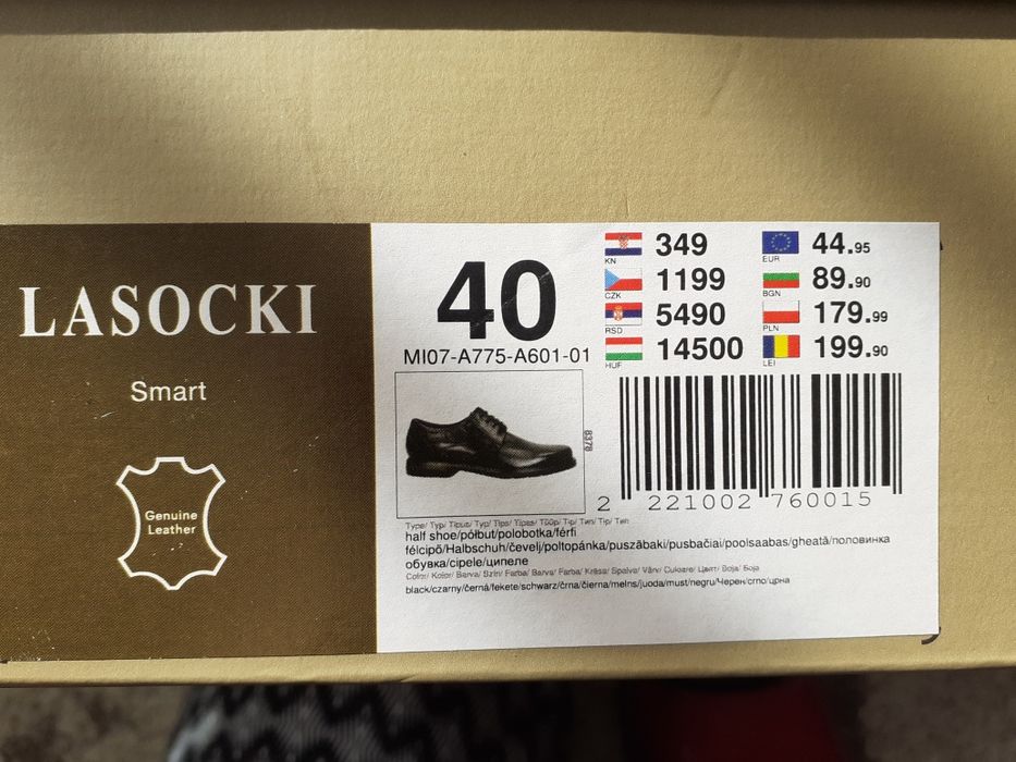 Lasocki półbuty skóra r 40 czarne