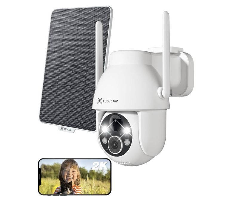 Нова бездротова вулична Wi-Fi камера COCOCAM 2K із сонячною панеллю
