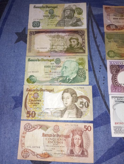 Lote notas escudo e colonial