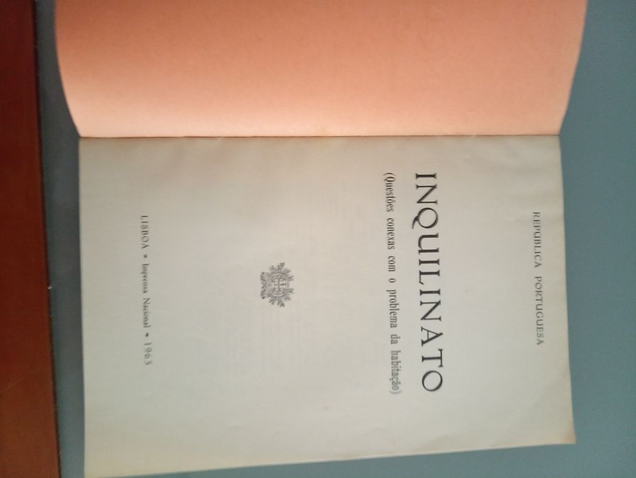 Inquilinato : questões conexas com o problema da habitação	Lisboa : Impr. Nacional, 1965 - Livro muito antigo mas em excelente estado	Muito Raro