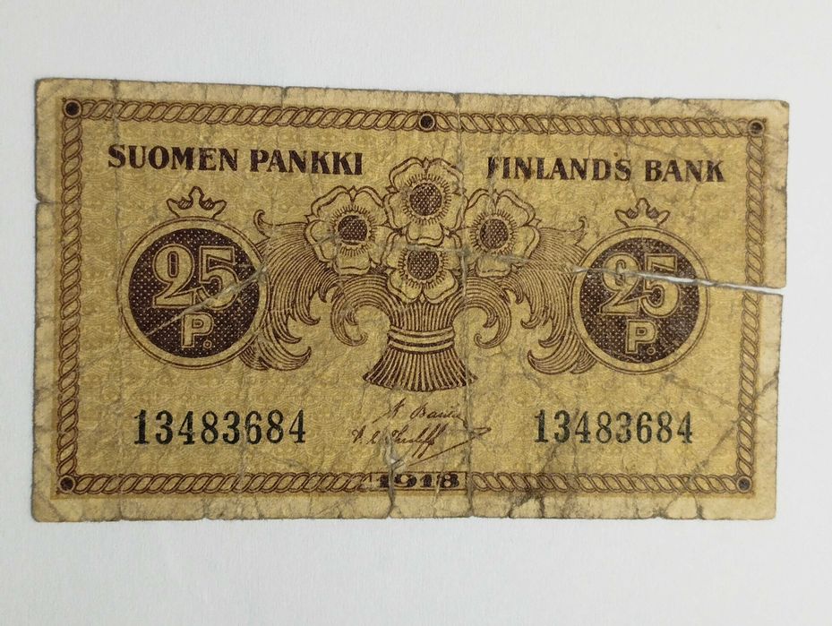 Sprzedam banknot Finlandia 25 Pennia 1918r.