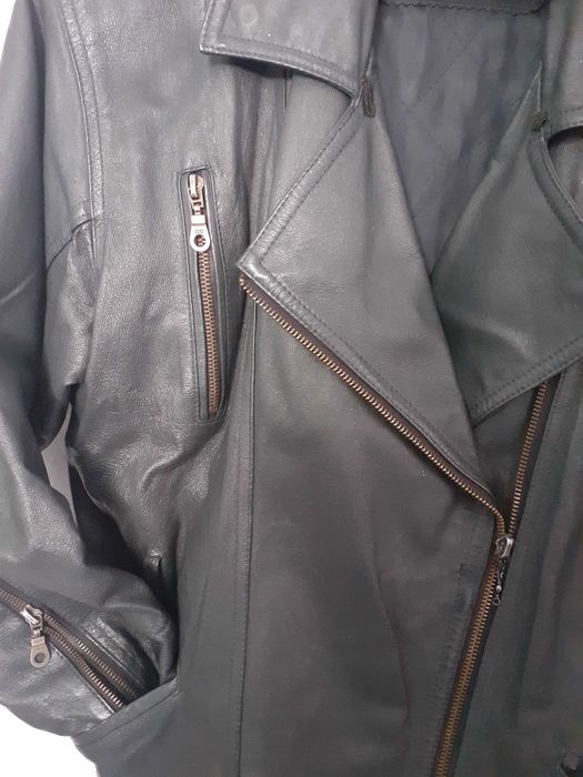 Czarna skórzana (naturalna) kurtka, ramoneska r.L/XL