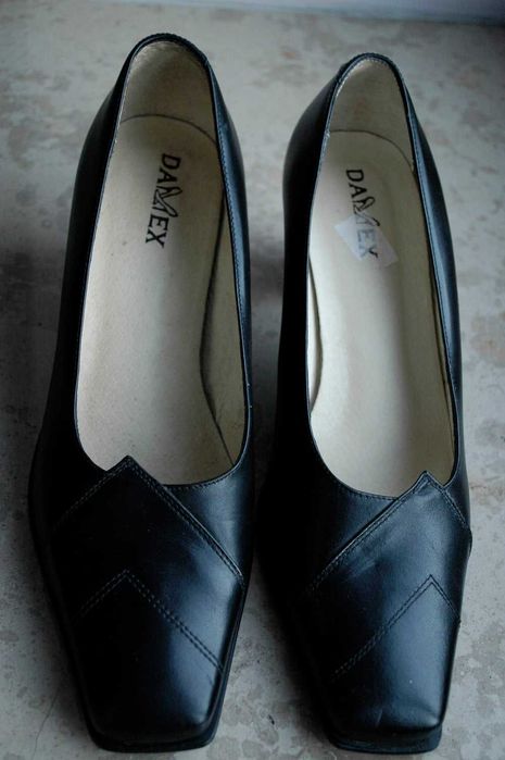 Buty czółenka, czarna skóra, r. 37, biznes casual, obcas, nowe, DAMEX