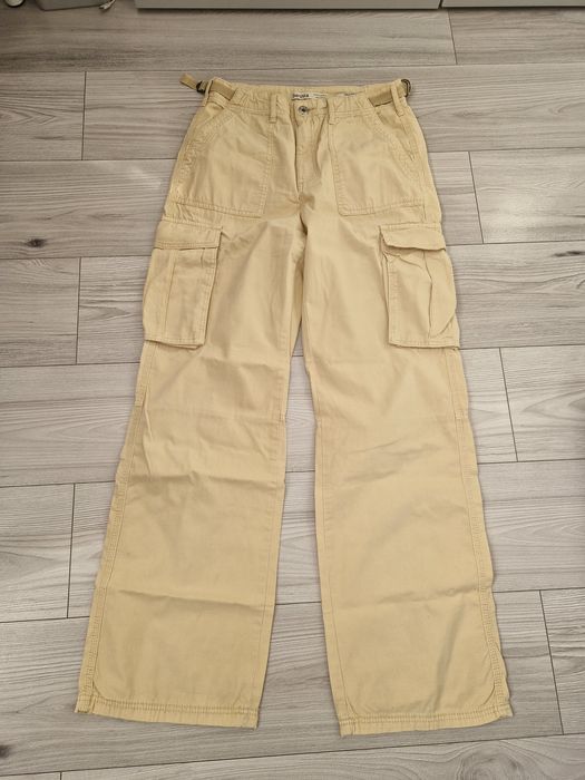 Spodnie cargo materiałowe baggy parachute niski stan