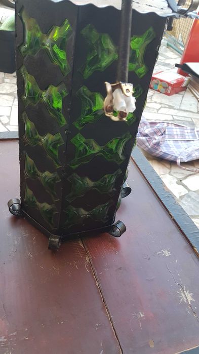 Candeeiro antigo vidro Marinha Grande sopro