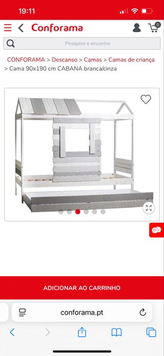 Cama 90 x 190 cm Cabana  criança Casa