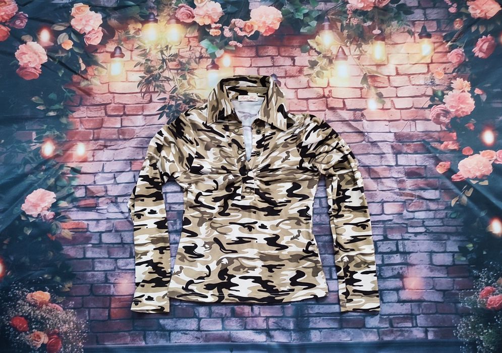 Bluzka z kołnierzykiem moro długi rękaw r. M