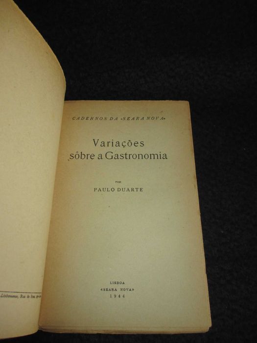 Livro Variações Sobre a Gastronomia Paulo Duarte
